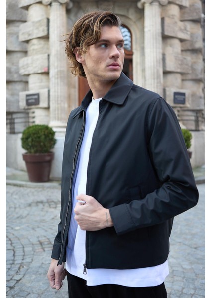 Erkek Su Geçirmez Mevsimlik Siyah Ceket Mont - 4015DNGR fırsatları