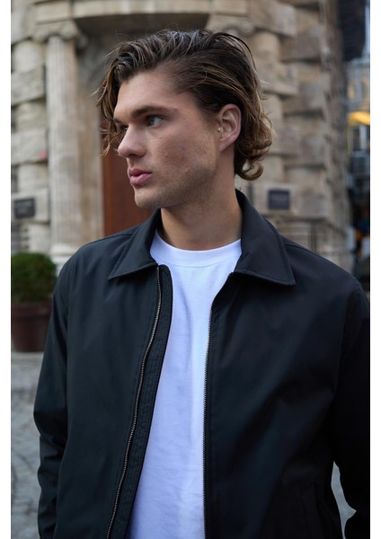 Erkek Su Geçirmez Mevsimlik Siyah Ceket Mont - 4015DNGR indirimleri