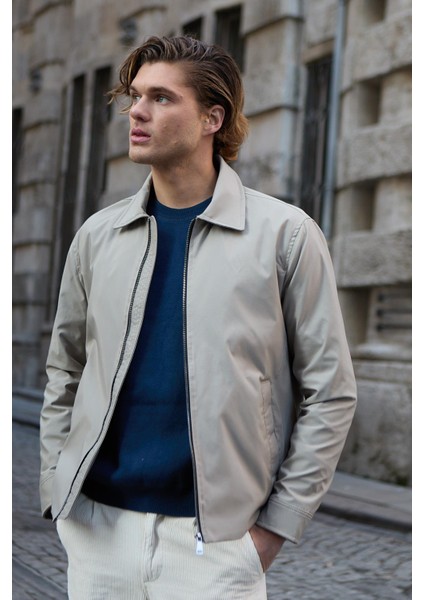 Erkek Su Geçirmez Mevsimlik Bej Ceket Mont - 4015DNGR fırsatları