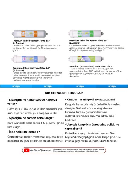 Su Arıtma Cihazı İnline 4'lü Filtre Set fiyatları