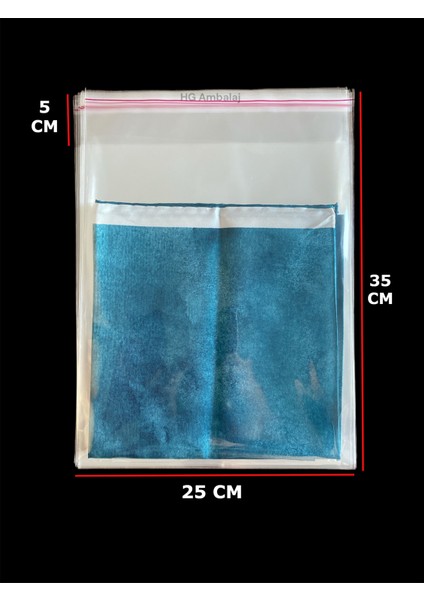 100 Adet 25*35 cm Bantlı Yapışkanlı Şeffaf OPP Jelatin Poşet ( 25*30+5 Cm)