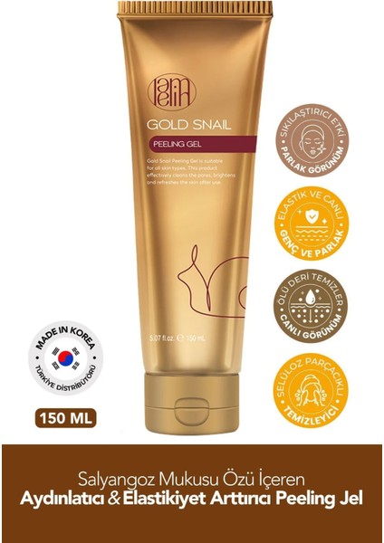 Salyangoz Mukus Özü İçeren Aydınlatıcı Peeling Jel Lamelin Gold Snail Peeling Gel 150 ml