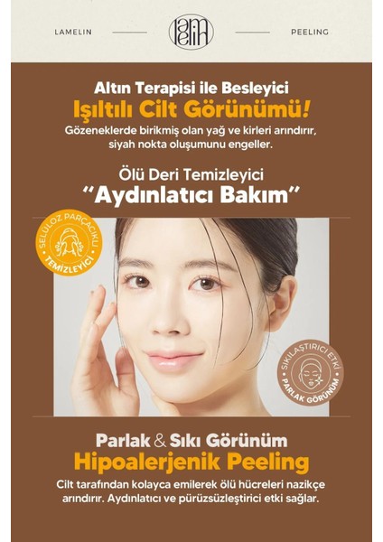 Salyangoz Mukus Özü İçeren Aydınlatıcı Peeling Jel Lamelin Gold Snail Peeling Gel 150 ml