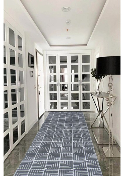8356A Gri Bohem Modern Iskandinav Dokuma Halı Kesme Yolluk-Koridor-Antre-Yatak Odası-Mutfak-Hol