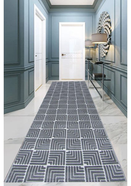 8356A Gri Bohem Modern Iskandinav Dokuma Halı Kesme Yolluk-Koridor-Antre-Yatak Odası-Mutfak-Hol