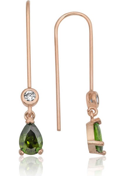 925 Ayar Gümüş Yeşil Damla Küpe