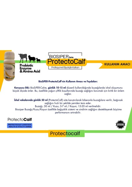 Bıosıper Serisi Protectocalf Probiyotik 250 ml (Koyun/kuzu/buzağı) modelleri