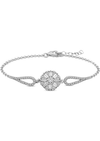 ​925 Ayar Gümüş Baget Taşlı Bileklik