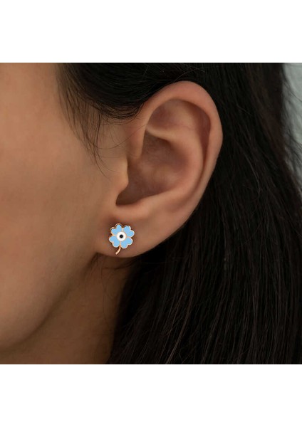 925 Ayar Gümüş Fosforlu Mavi Yonca Küpe fiyatları