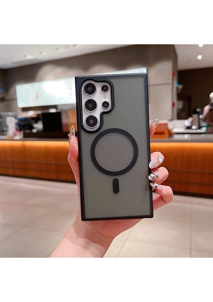 Samsung Galaxy S25 Ultra Kılıf Magsafe Şarj Özellikli Mat Arka Yüzey Sio Ser Sararmaz Kapak