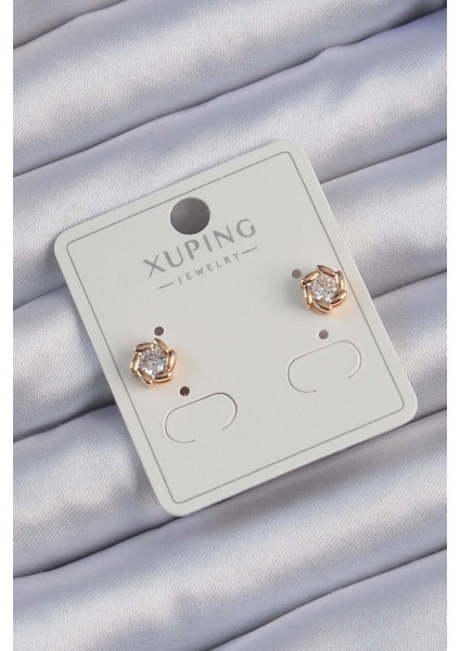 Xuping Rose Renk Zirkon Taşlı Lazer Kesim Oval Küpe
