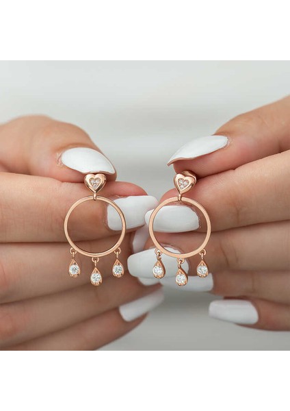 Gümüş Kalp Detaylı Halka Küpe modelleri