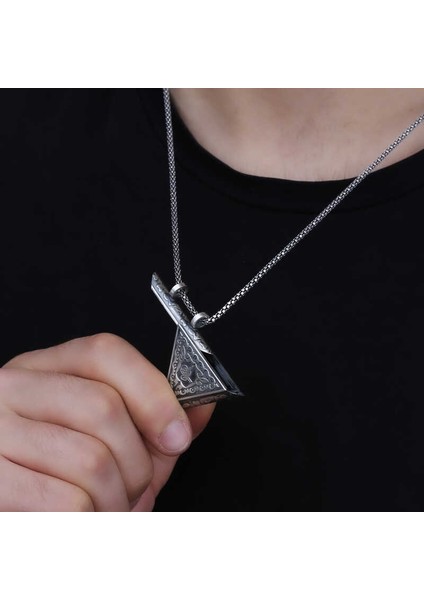 925 Ayar Gümüş Üçgen Içi Açılabilen Tuğra Muskalık Gümüş Kolye modelleri