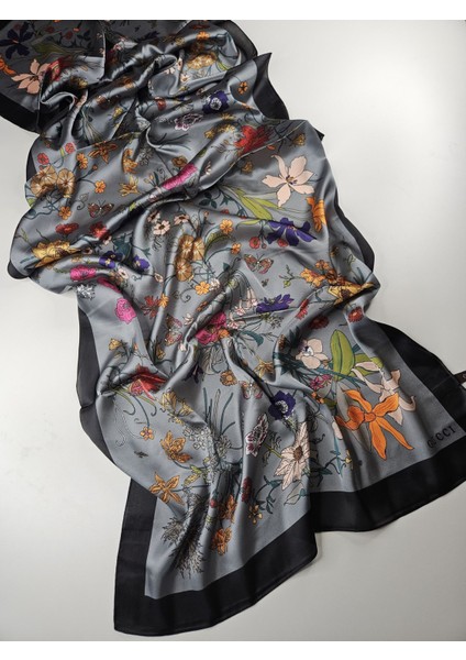 Vual Ipek Şal Papatya Desenli Gri Siyah modelleri