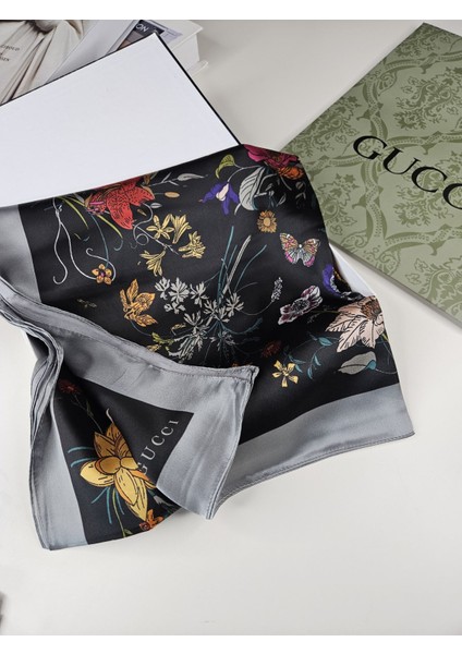 Vual Ipek Şal Papatya Desenli Gri Siyah fırsatları