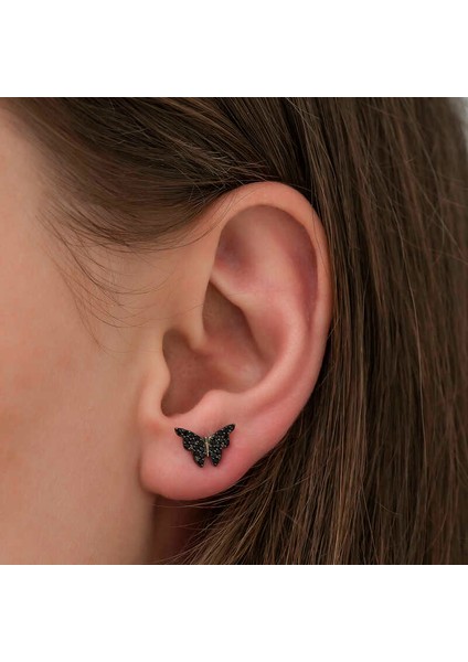 Gümüş Siyah Kelebek Küpe fiyatları