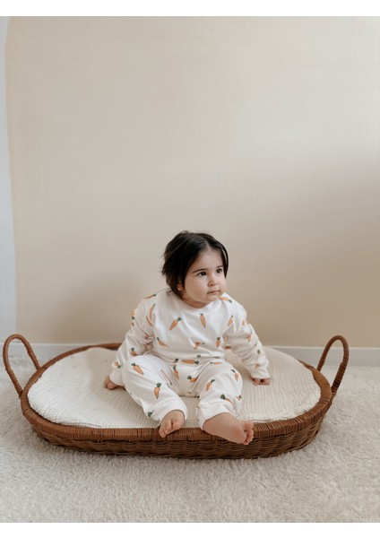 Havuç Desenli Kız Erkek Uzun Kollu Pijama Takımı