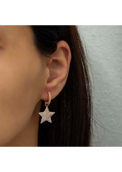 Gümüş Halka Yıldız Küpe modelleri