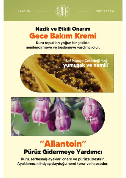 Papaya Çekirdeği Yağı Içeren Ayak Bakım Kremi Lamelin Papaya Foot Balm Cream 100 ml