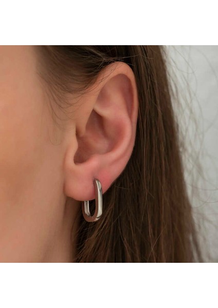 Gümüş Taşsız J Bayan Küpe modelleri