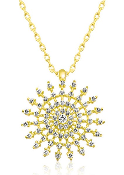 925 Ayar Gümüş Güneş Kadın Gümüş Kolye