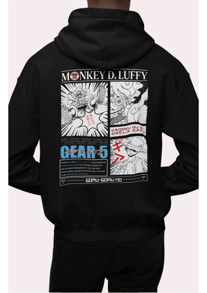 One Piece Monkey D. Luffy Gear 5 Sırt Baskılı Kapüşonlu Sweatshirt, Unisex Oversize Anime Baskılı Hoodie modelleri