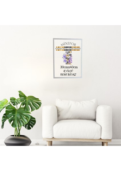 Poster Resim Evrak Çerçevesi Ön Kısmında Kırılmaz Pleksi Arka Destek Mdf Beyaz Renk Çerçeve