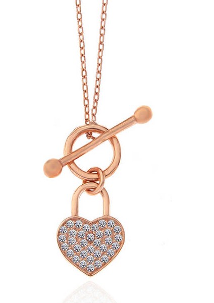 925 Ayar Gümüş Rose Sallantılı Kalp Kadın Kolye modelleri