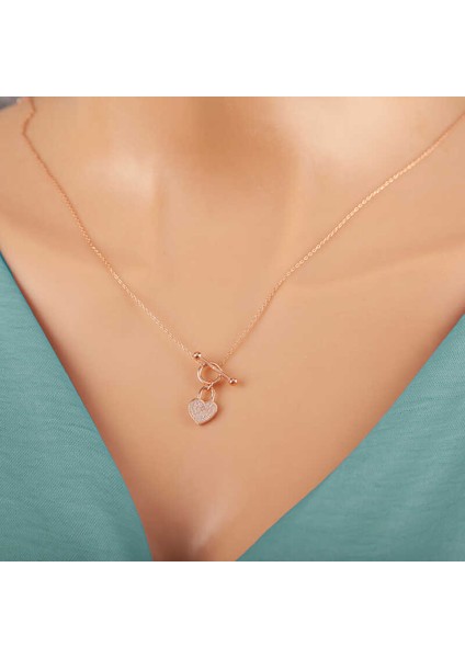 925 Ayar Gümüş Rose Sallantılı Kalp Kadın Kolye fırsatları