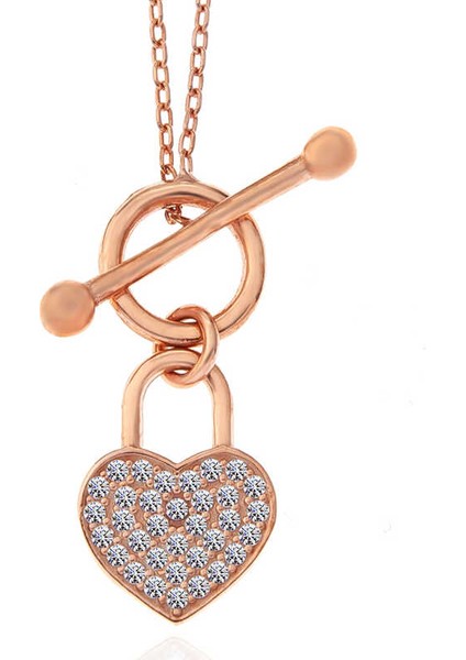 925 Ayar Gümüş Rose Sallantılı Kalp Kadın Kolye indirimleri
