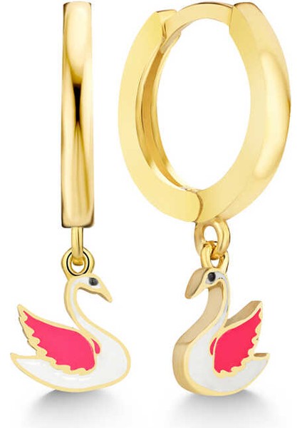 Gümüş Gold Kuğu Sallantılı Kadın Küpe modelleri