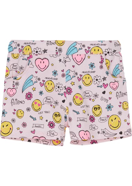 Friendly Smile Kız Çocuk Desenli Cepli Şort