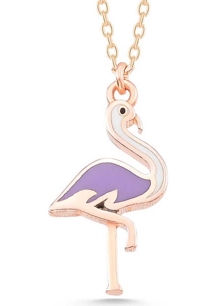 925 Ayar Gümüş Rose Flamingo Kadın Kolye