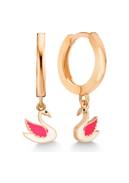 Gümüş Rose Kuğu Sallantılı Kadın Küpe