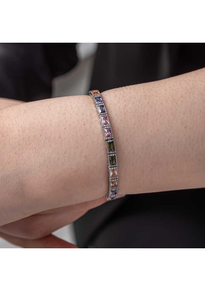 925 Ayar Gümüş Mix Taşlı Su Yolu Kadın Bileklik fiyatları