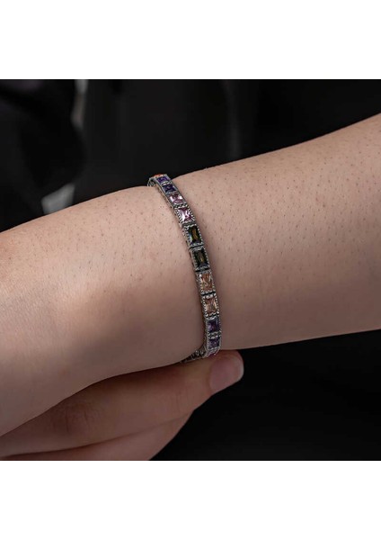 925 Ayar Gümüş Mix Taşlı Su Yolu Kadın Bileklik modelleri
