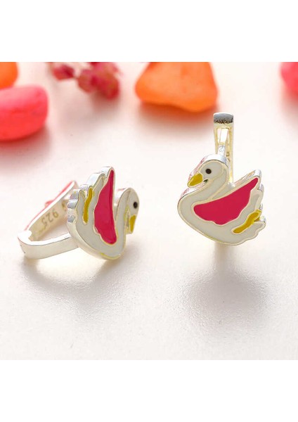 Gümüş Kuğu Çocuk Küpesi