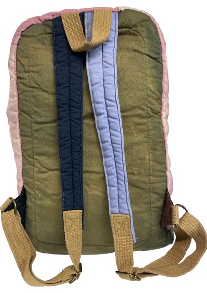 Old Cotton Tek Bölmeli Vintage Disayn Günlük Sırt Gezi Çantası Patchwork Komor 29X42CM