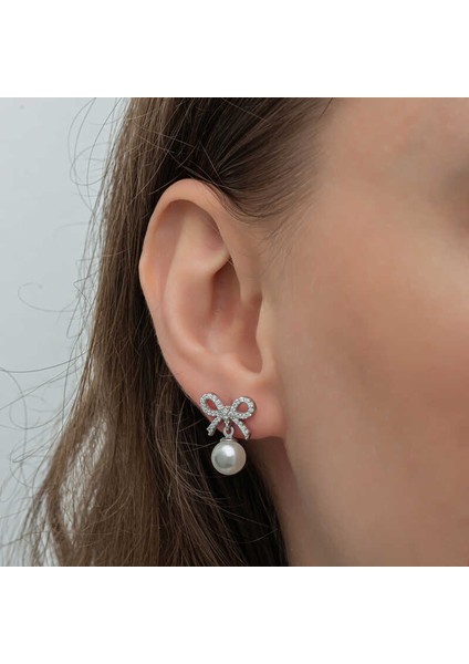 Gümüş Fiyonk Inci Kadın Çivili Küpe indirimleri