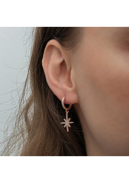 Gümüş Rose Sallantılı Kutup Yıldızı Kadın Küpe fırsatları