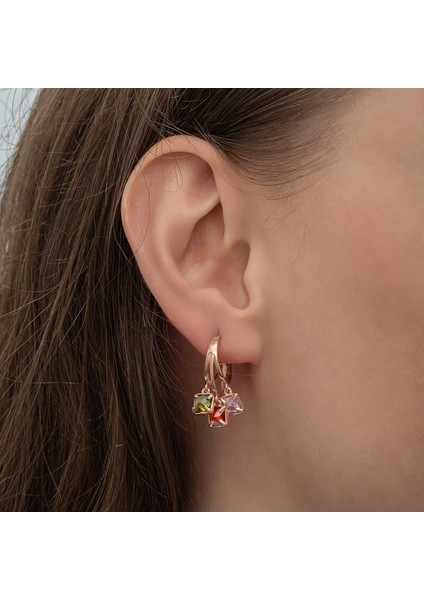 Gümüş Sallantılı Mix Taşlı Halka Kadın Küpe fiyatları