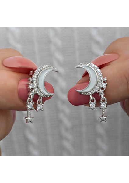 Gümüş Sallantılı Ay Yıldız Kadın Küpe fiyatları