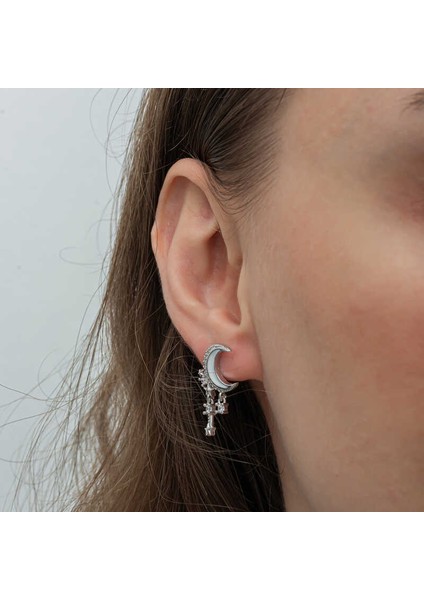 Gümüş Sallantılı Ay Yıldız Kadın Küpe fırsatları