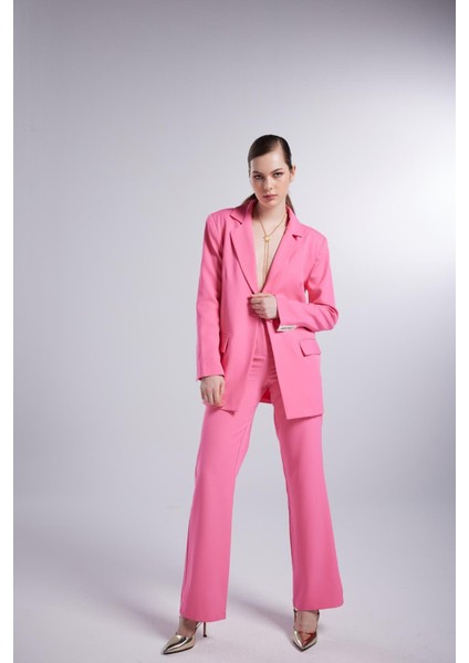 Vatkalı Cepli Panky Blazer Ceket Pembe