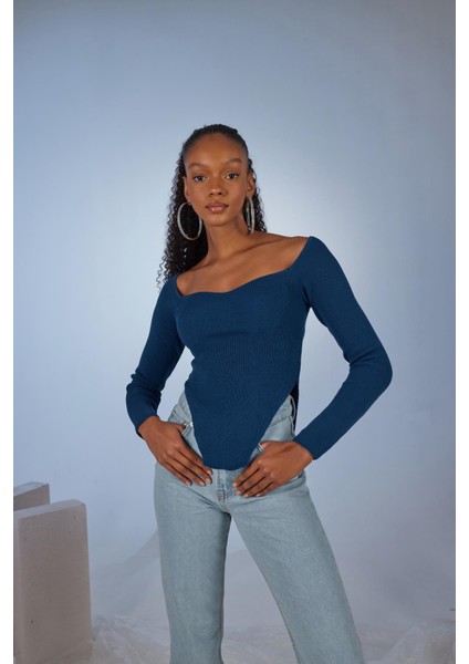 Uzun Kol Kalp Yaka Rolla Kazak fiyatları