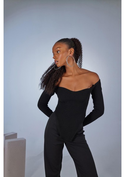 Uzun Kol Kalp Yaka Rolla Kazak