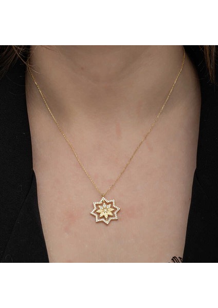 Gümüş Gold Kar Tanesi Kadın Kolye modelleri