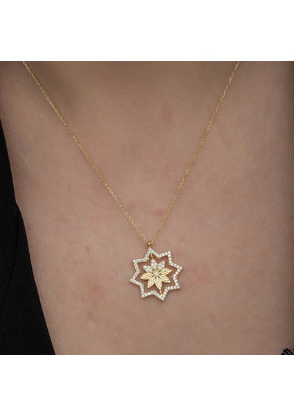 Gümüş Gold Kar Tanesi Kadın Kolye indirimleri