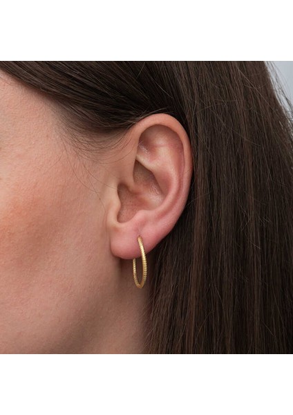 Gümüş Gold Kalemli Halka Kadın Küpe fiyatları