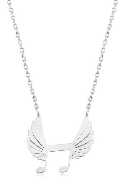 925 Ayar Gümüş Nota Kanatları Kadın Gümüş Kolye